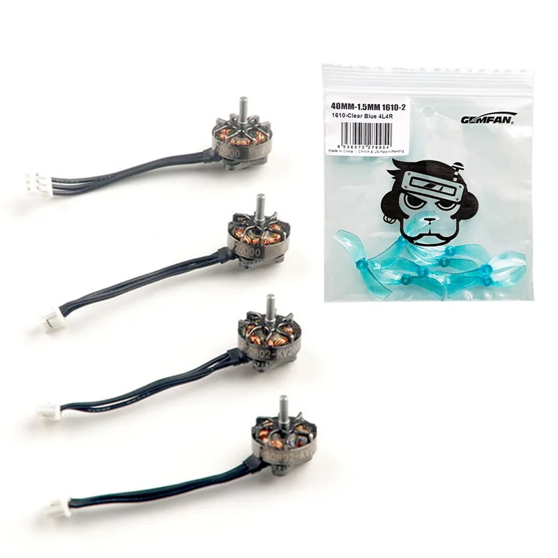 HappyModel RS0802 KV20000 1S 1.5mm Motor with 4Pairs Gemfan 40mm 1610 1.5mm Prop for FPV Mobula7 1S Series Tinywhoop Drones