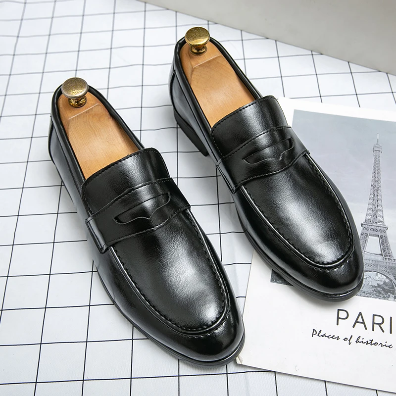 Men Casual Leather Shoes Dress Leather Loafers Men Classic Casual Business Shoes Trend Formal Party Social Leather Shoes Male