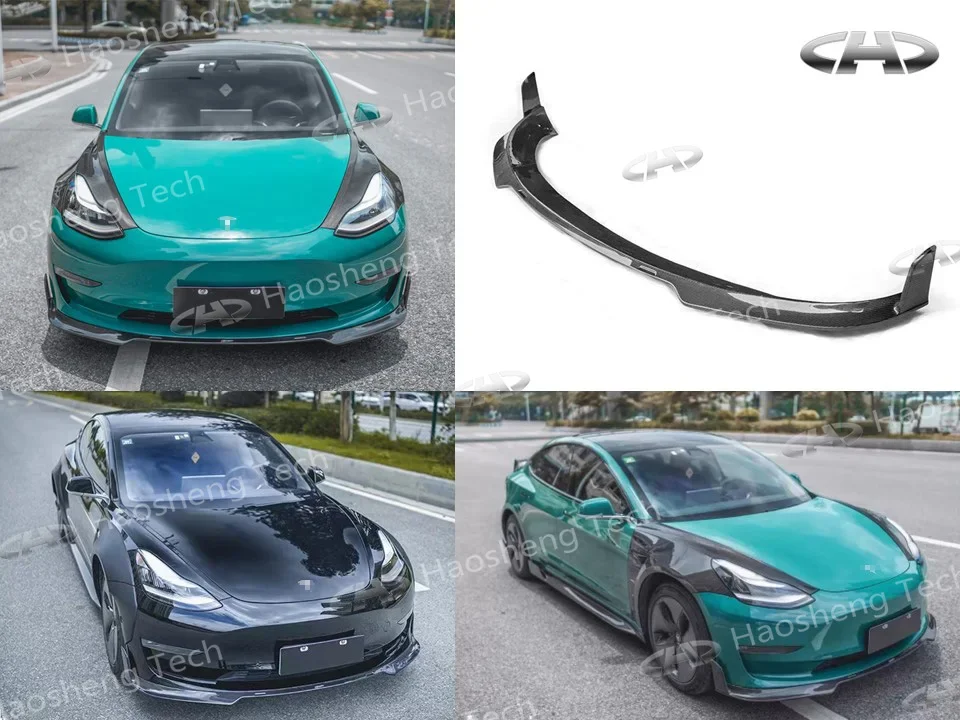 ألياف الكربون نموذج 3 اكسسوارات المصد الأمامي الناشر الخلفي الجانب تنورة الحاجز الخلفي الجناح طقم الجسم ل TSLA نموذج 3