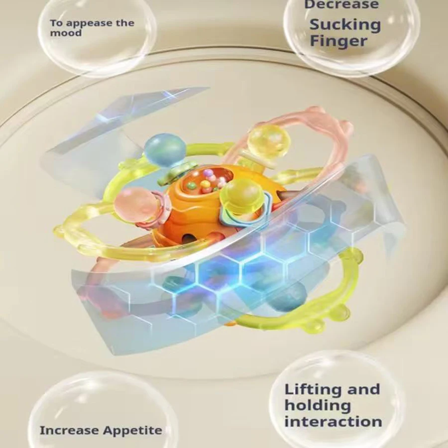 1개 핸드볼 장난감 아기 손잡이 훈련 맨해튼 볼 핸드 라틀 치발기 식품 등급 물에 끓일 수 있는 장난감 유아용 0-12개월