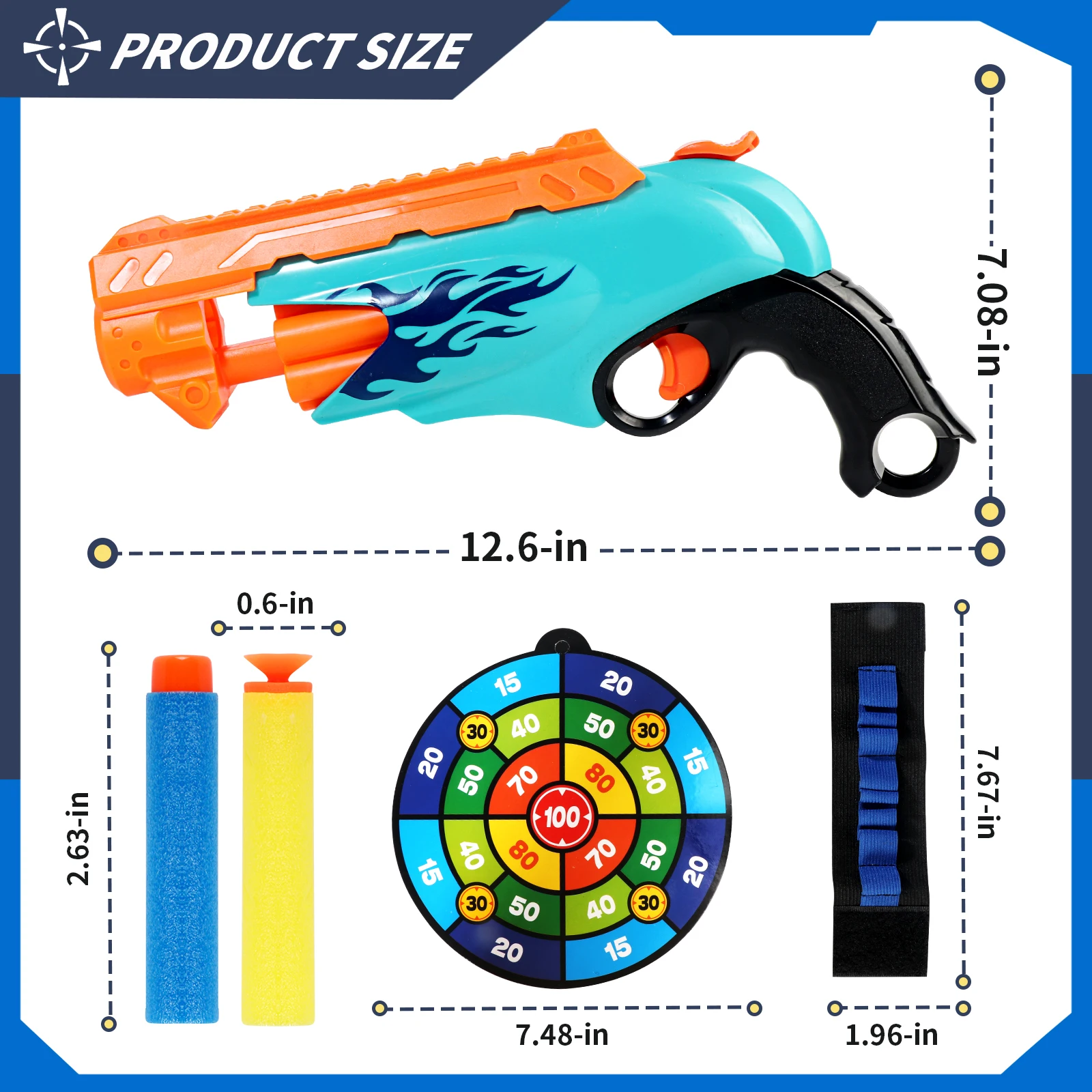 Foam Dart Blaster Toy Gun for Boys 6-12  - Includes 20 Universal Soft Darts - High Capacity Outdoor Battle Gift for Kids