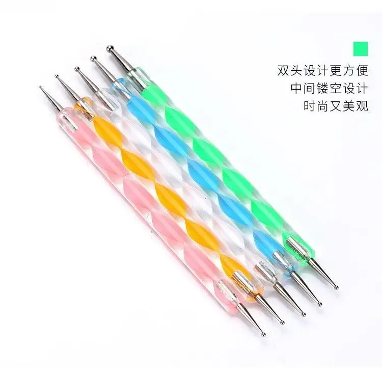 Stylo à pois avec poignée en biscuits pour Nail Art, kit d'outils de pinceau de peinture, acheter en vrac, payer un seul frais d'expédition, seulement 5 pièces/ensemble