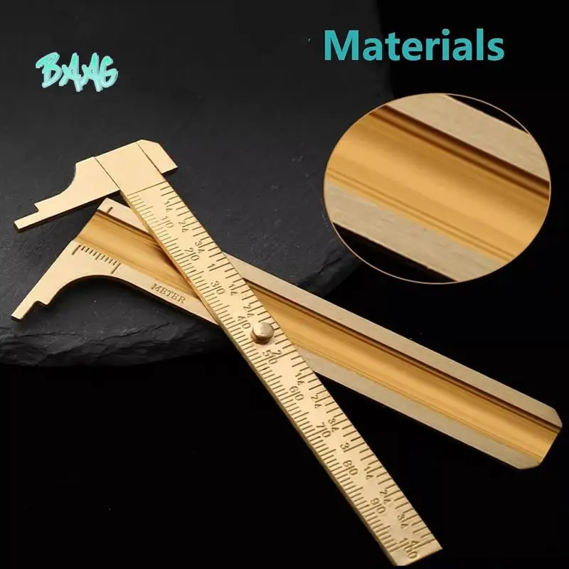 BAAG-2PCS Pocket Caliper 100Mm Double Scale Sliding Gauge Brass Vernier Caliper Tool For Measuring Bead Wire Jewelry Rings