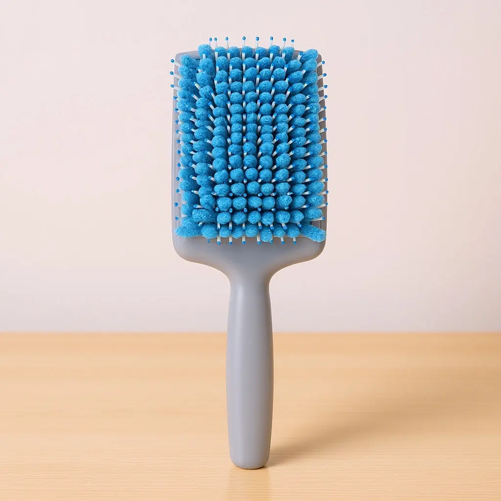 Hair Drying Paddle Brush with Absorbent Fabric Bristles Plus Plastic Bristles for Short Medium Hair Ergonomic Grip Smooth Silky