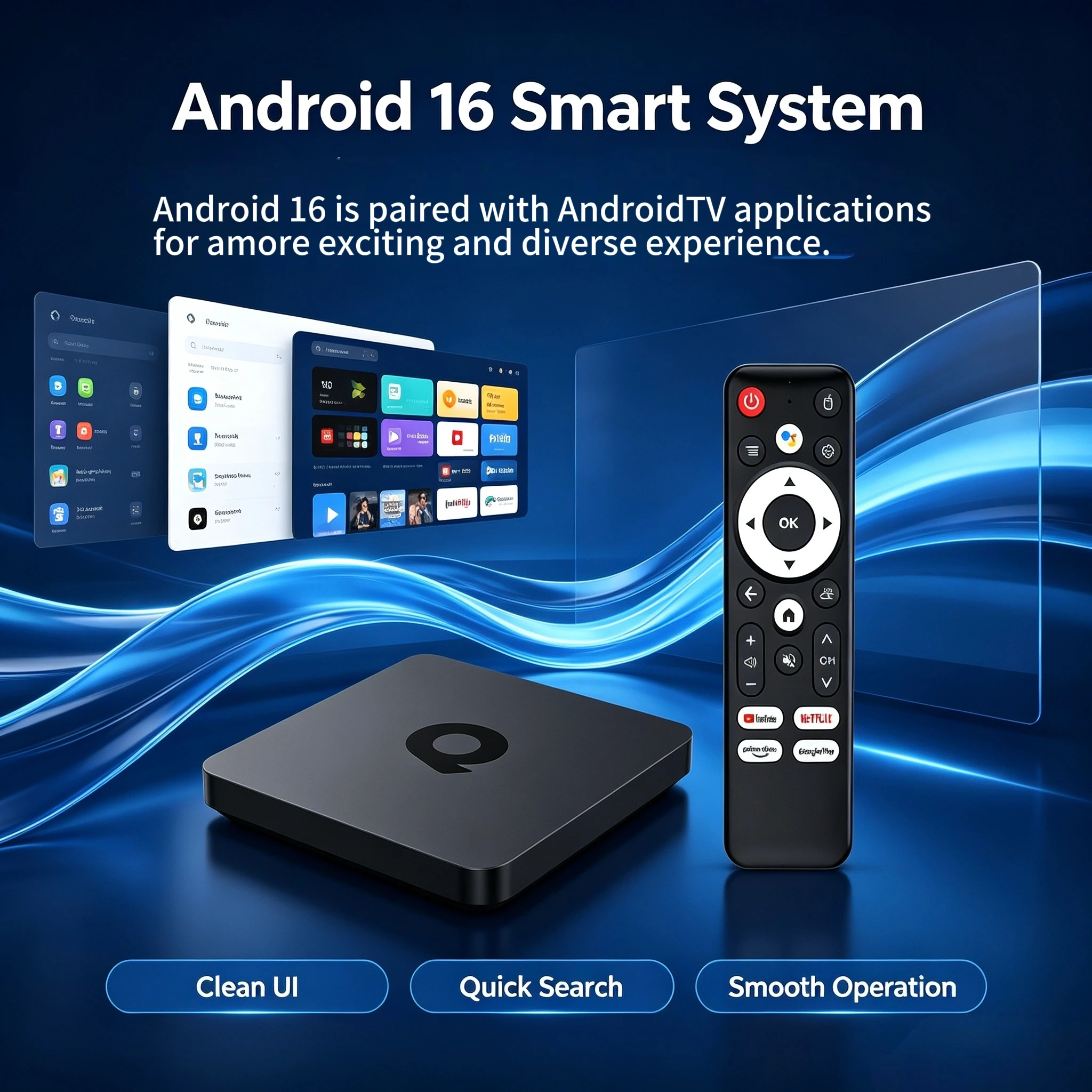 Android Smart TV Box 2026 Q1 Bluetooth 6.0 8K Android 16 Allwinner H313 Google Assistant Voice Remote 8GB 256GB Media Player