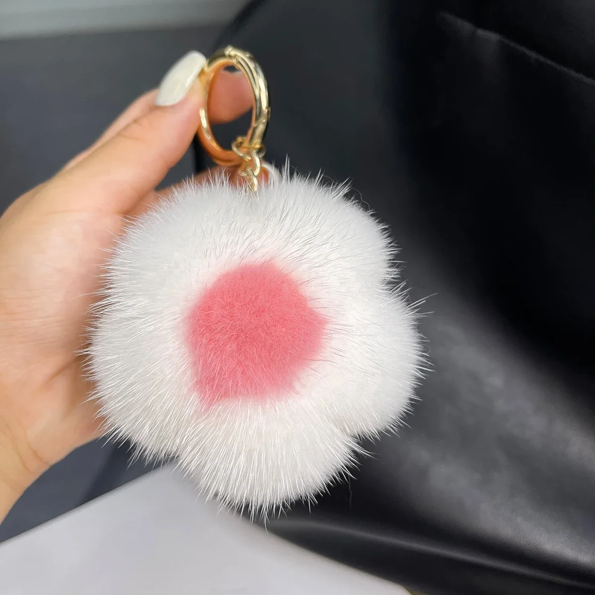 2024 niedlichen echten Nerz Haar kleine Blume Schlüssel bund Tasche Geldbörse Auto Schlüssel ring Anhänger Mode natürlichen Nerz Fell Schlüssel bund neuen Stil Geschenke – Detail 21