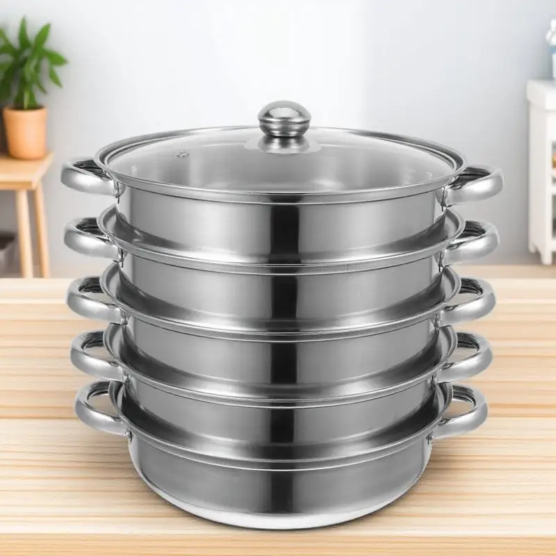 

Multifunctional Stainless Steel Stockpot with Steamer Basket Ideal for Soup Dumpling and Vegetable Cooking Home Kitchen Use
