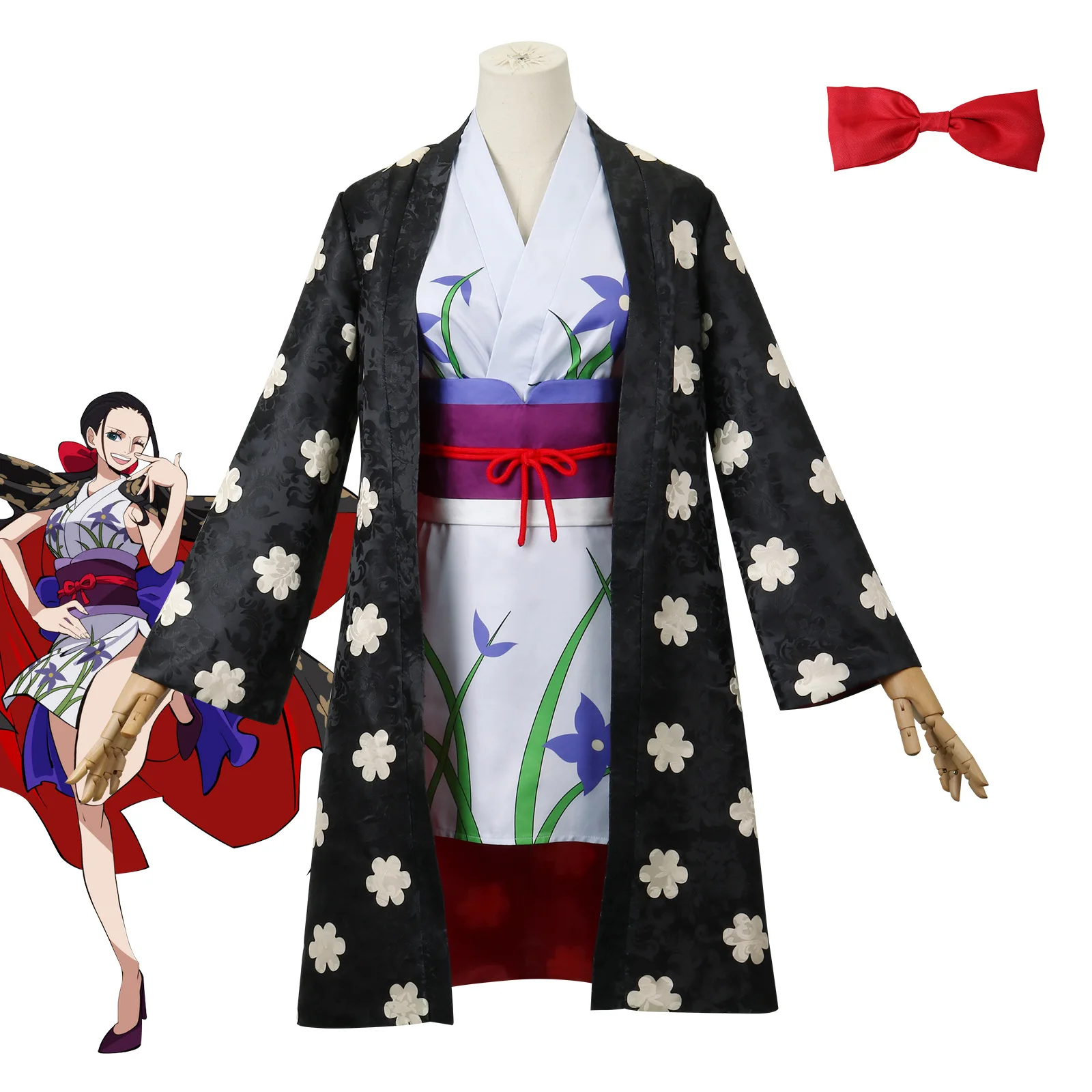 

ONE PIECE Ghost Island Dark Pattern Robin Kimono Cosplay, Two-dimensional Anime Nicole Robin Anime Cosplay
