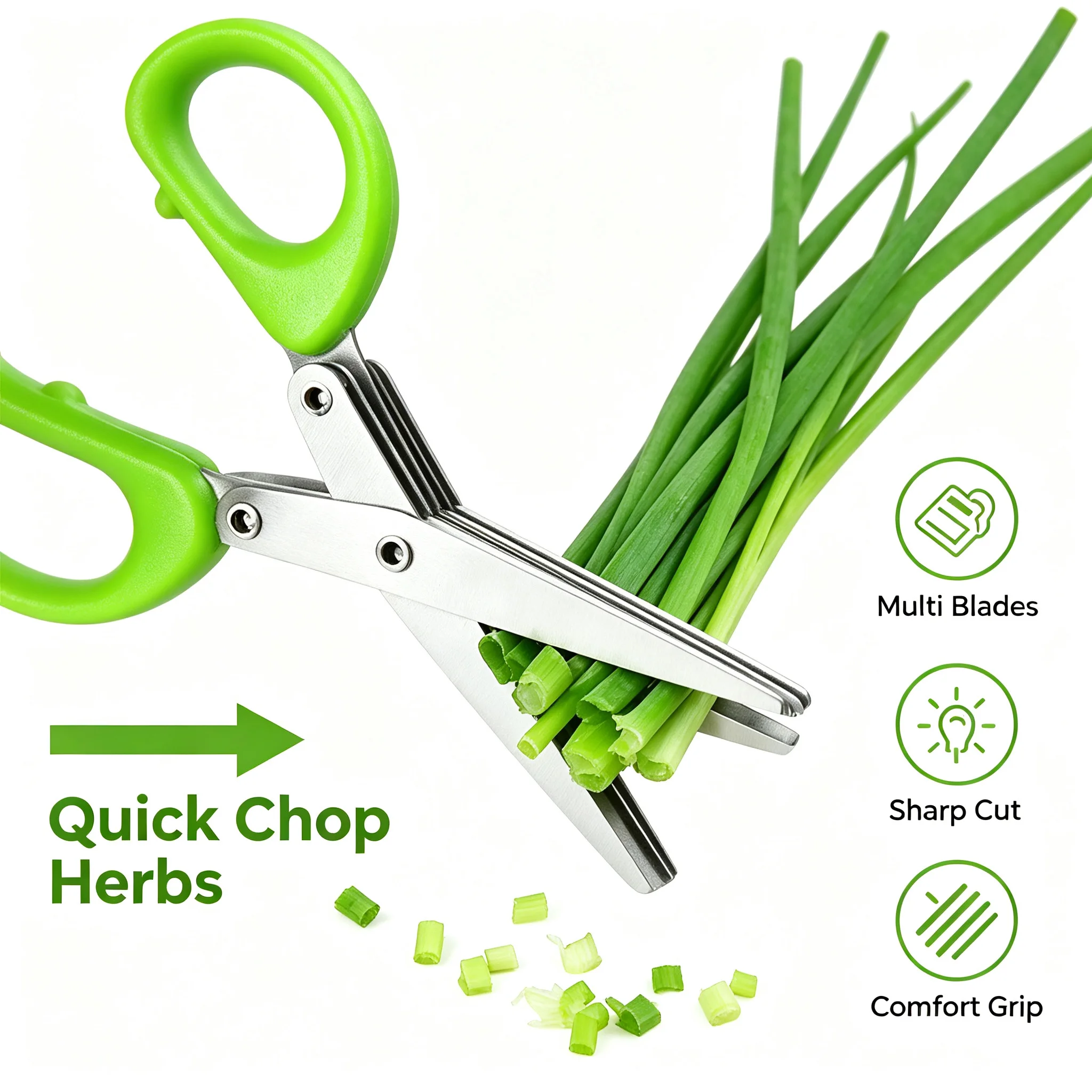Kitchen Appliances Green - Multilayer Stainless Steel Kitchen Scissors Multifunc