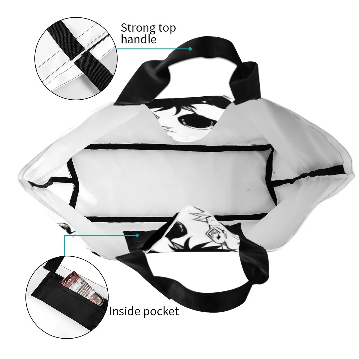 Jujutsu Kaisen 0 حقيبة تسوق قماش سعة كبيرة حقائب كتف للمتسوقين حقيبة يد البقالة للنساء