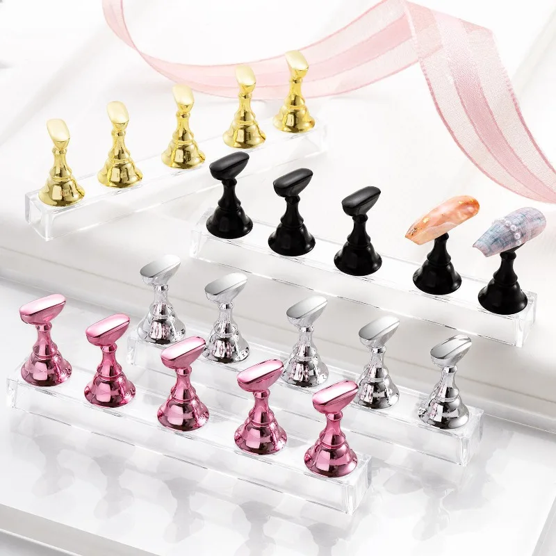 5pcs/box Nail Art Showing Shelf Chess Magnetic Nail Holder Practice Display Stand Showing Shelf Gel Polish Display Stand Tools