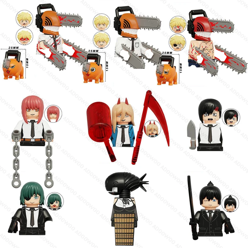 

XP506-515 Anime Chainsaw Man Figures Blocks Mini Action Denji Pochita Building Blocks Dolls Chainsaw Demon Model Toy Gift