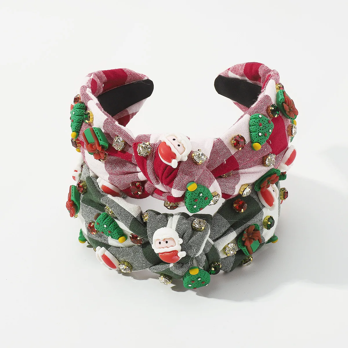 F6701 Cross-border Christmas New Product Santa Claus Plaid Headband, Christmas Tree Vintage Creative Festival Headband for Women