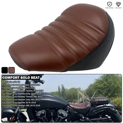 Motorcycle Comfort Solo Seat Rider / Driver Pillion - Black/Brown Fits For Indian Scout Bobber Twenty ABS Rogue Sixty 2018-2024