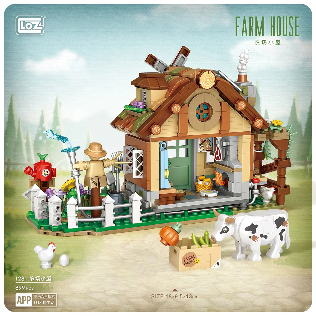 Building Block Creative Farming Animals Hut LOZ Friend Village Windmill Architecture Bircks Assembly Holiday Toys Kids Gifts