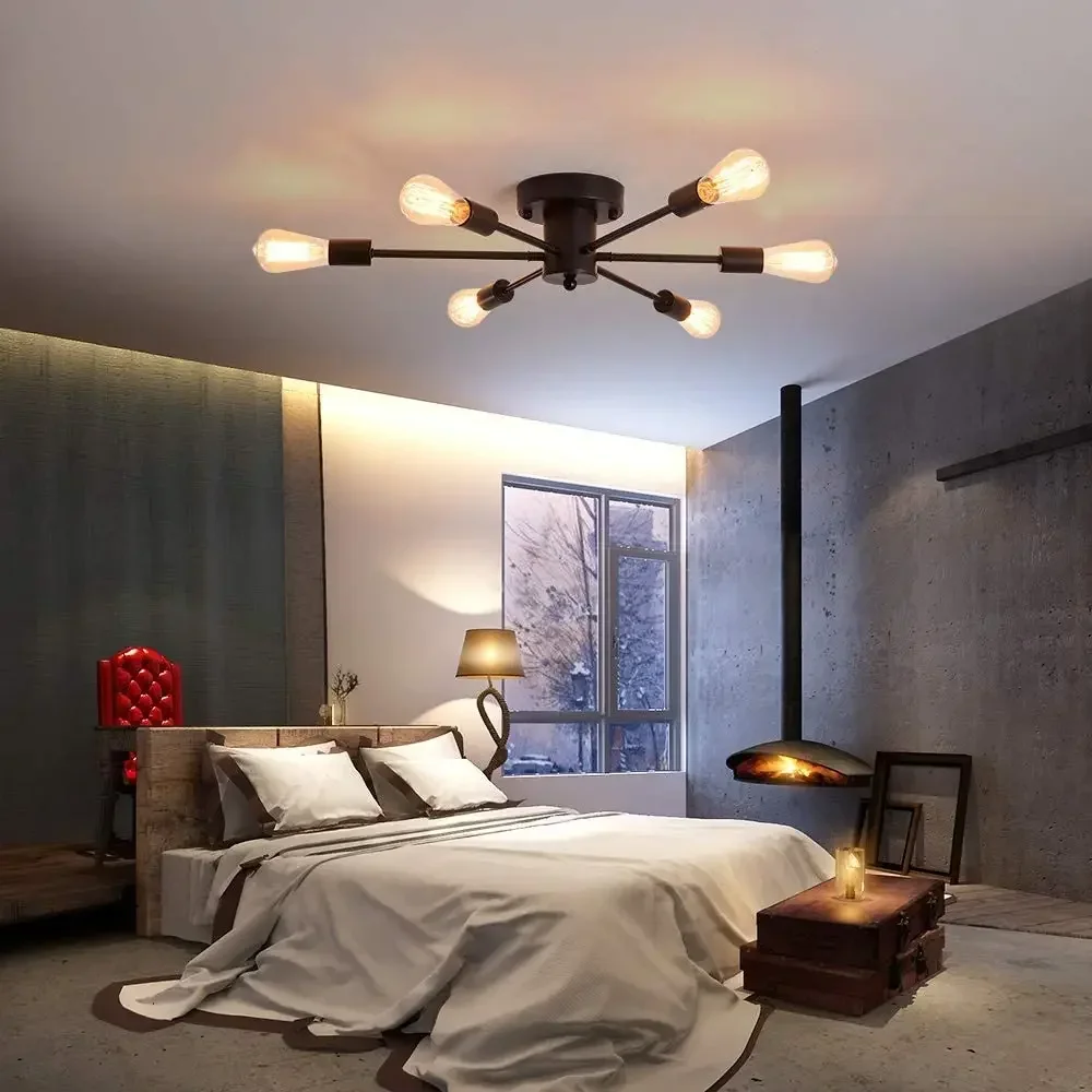Close to ceiling light fixtures home Decor Warm And Romantic Lighting indoor Modern Living Room Lamp Black Golden Chandelier