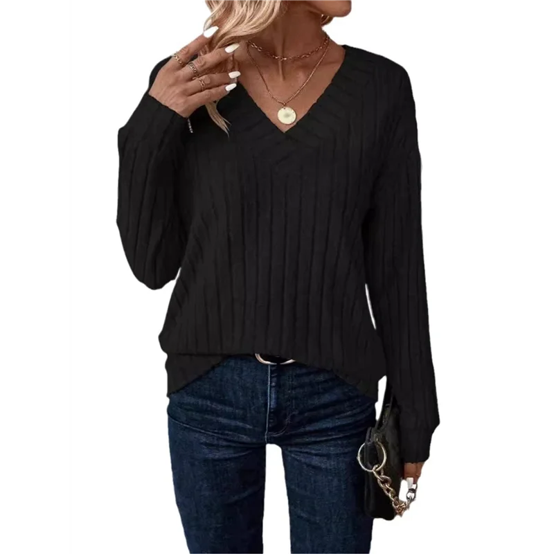 

ASDS-Long Sleeve Shirts For Women V Neck Casual Fall Tops Loose Fit Lightweights Sweaters Tunic Fashion Clothes