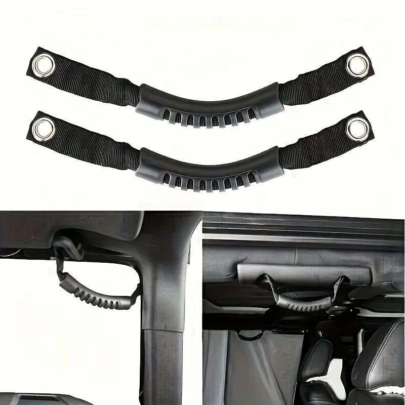 2Pcs Multi-Functional Car Pull Handle, Non-Slip Rear Roof Armrest, Grab Grip for Off-Road Vehicle Interior