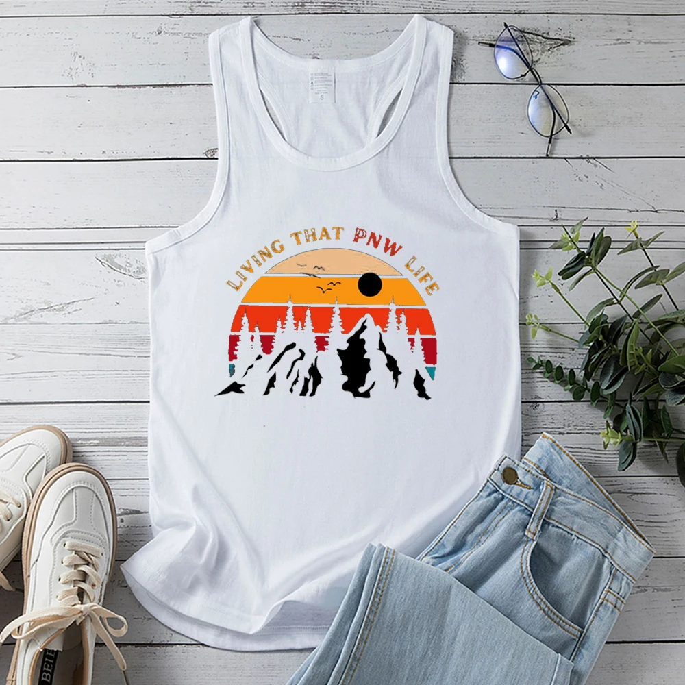 

Seeyoushy LIVING THAT PNW LIFE Vacation Casual Women's Top 2023 Summer New Women's Tank Top Y2K Aesthetic Women's Clothing