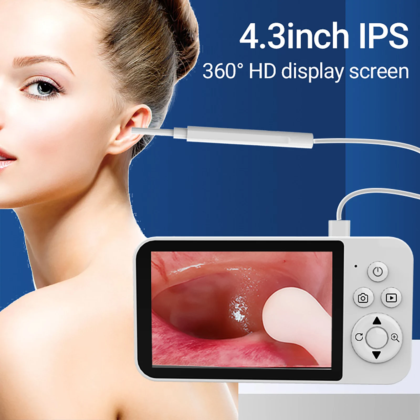 GUANMOU Digital Otoscope  3.9mm Ear Scope Camera with 6 Lights 4.3 INCH IPS Ear Wax Removal Toolfor Kids Adults image 2