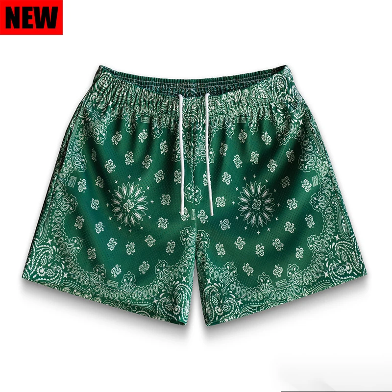 American Style Paisley Casual Shorts Men\'s Fitness Exercise Short-Length Pants Quick-Drying Breathable Running Basketball Pants