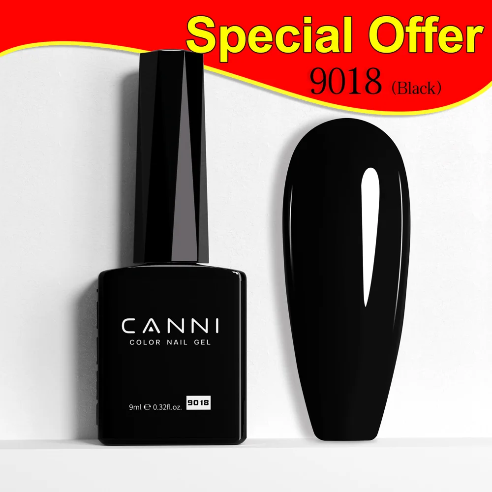 CANNI Classical Pure Black Nail Gel Polish Super Long Wear Diamond Tempered Top Coat Nude Jelly Pink China Red Color Varnish Gel