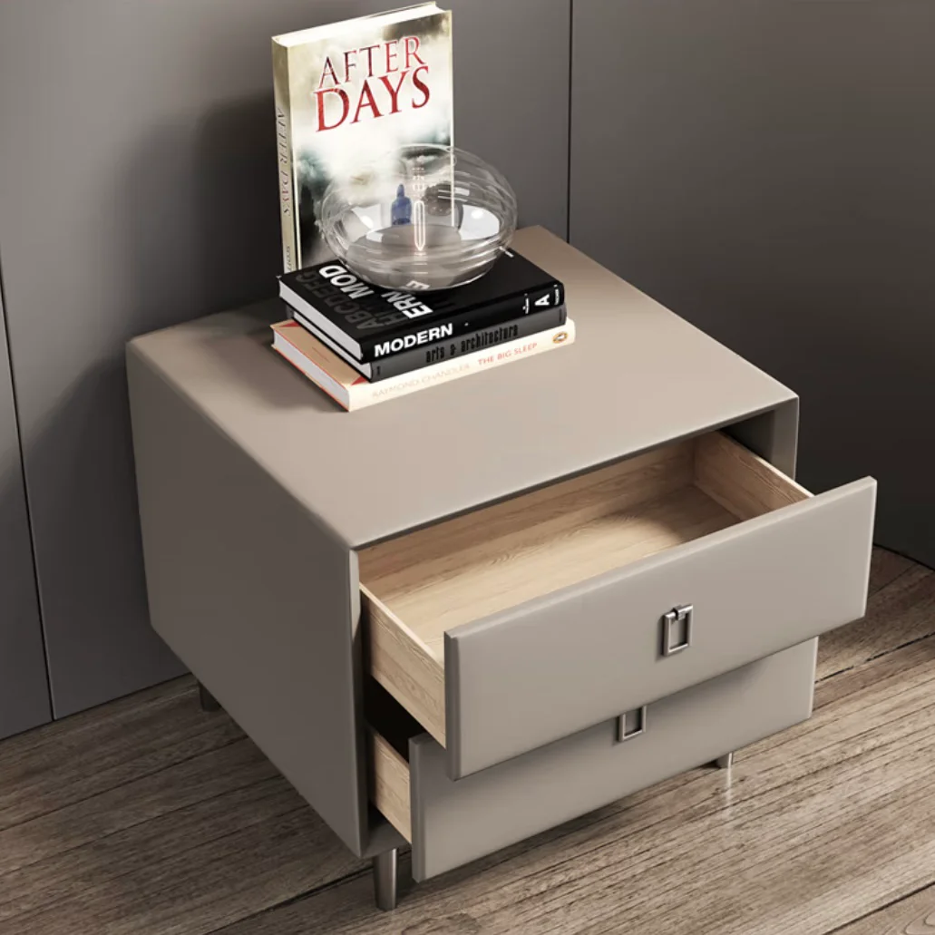

#Luxury Hotel Home Solid Wood Panel Modern Nightstand Bedside Table 2 Drawers Customizable Sizes Color Durable for Apartment
