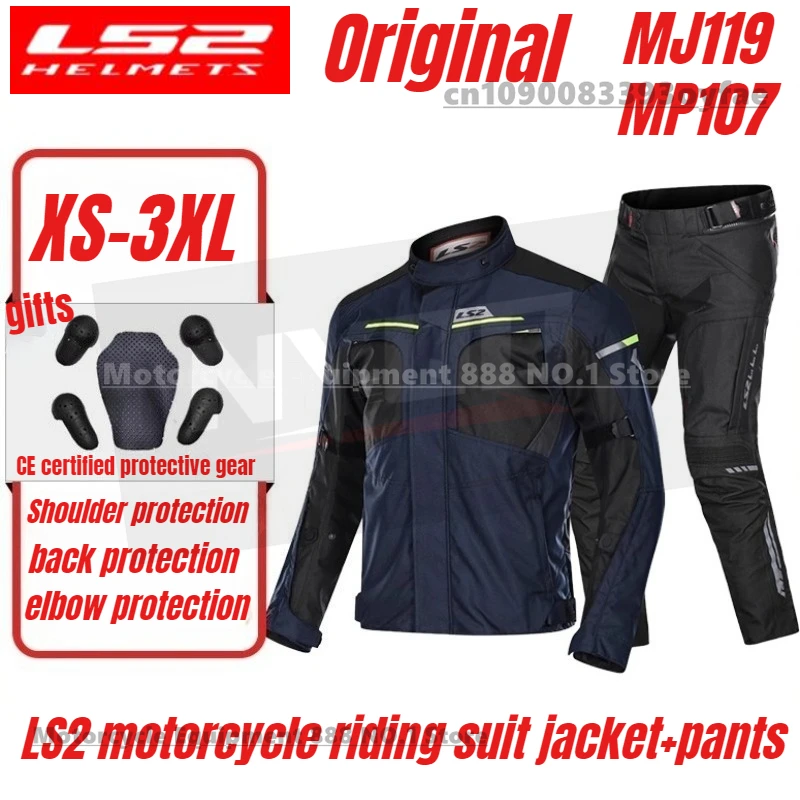 

Original LS2 MJ119 Motorcycle Jacket Winter Warm Waterproof Motorbike suits CE Anti-fall Motocross Riding pants for men MP107