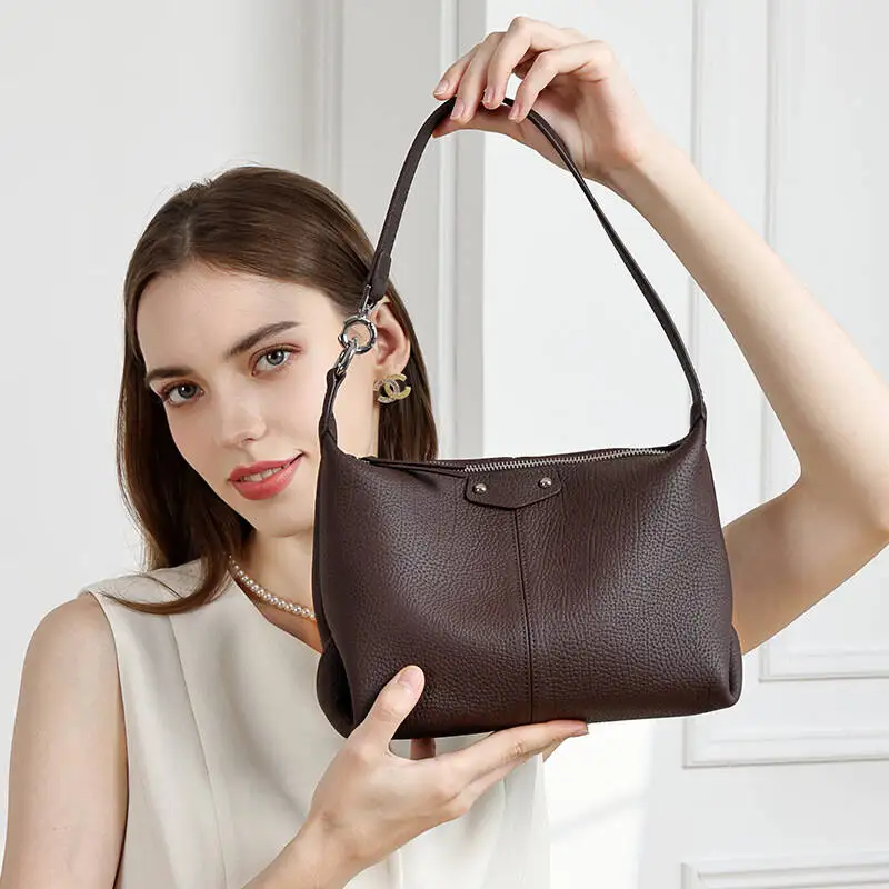 

New Women's First Layer Cowhide Tote Bag Hobo Bag For Commuting Genuine Leather Single Shoulder Crossbody 2026 Designer Bags