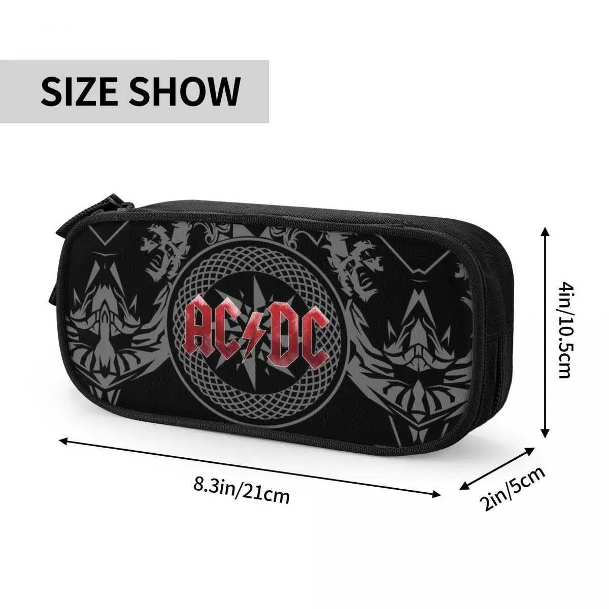 AC DC Rock Roll Band Korean Pencil Case Boy Girl Large Capacity Heavy Metal Band Music Pencil Box Students Stationery