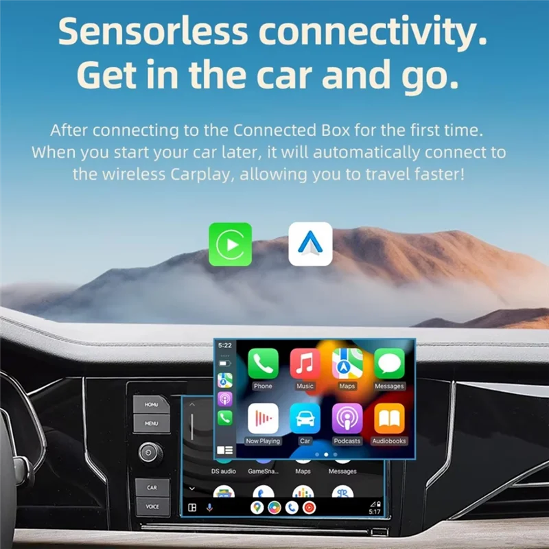 AT53 Auto Direct Plug-In Wired To Wireless Carplay Android Auto Box Car Two-In-One MINI Carplay Box Plug And Play