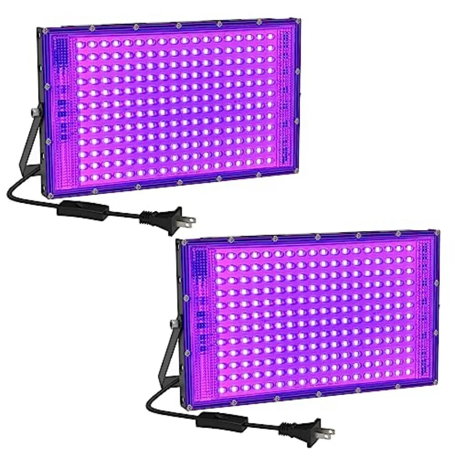 150W LED Black Light 2 Pack, Black Lights for Glow Party, Ultra Thin Black Lights Flood Lights with On/Off Switch, Glow in The