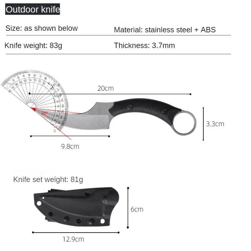 2024 Stone Wash Face Straight Knife, Stainless Steel Knife, Multi purpose Outdoor Self Defense Sharp Survival Knife, with Sheath