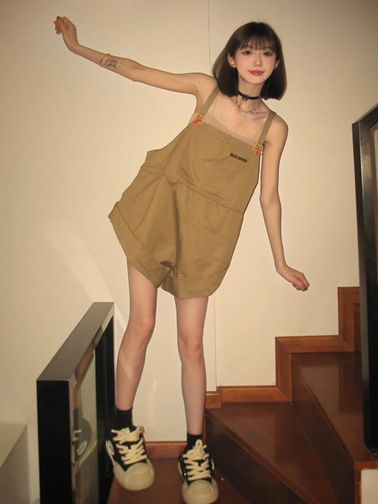 Combinaison à bretelles pour femme, style rétro américain, nouvelle collection été, design unique, tendance