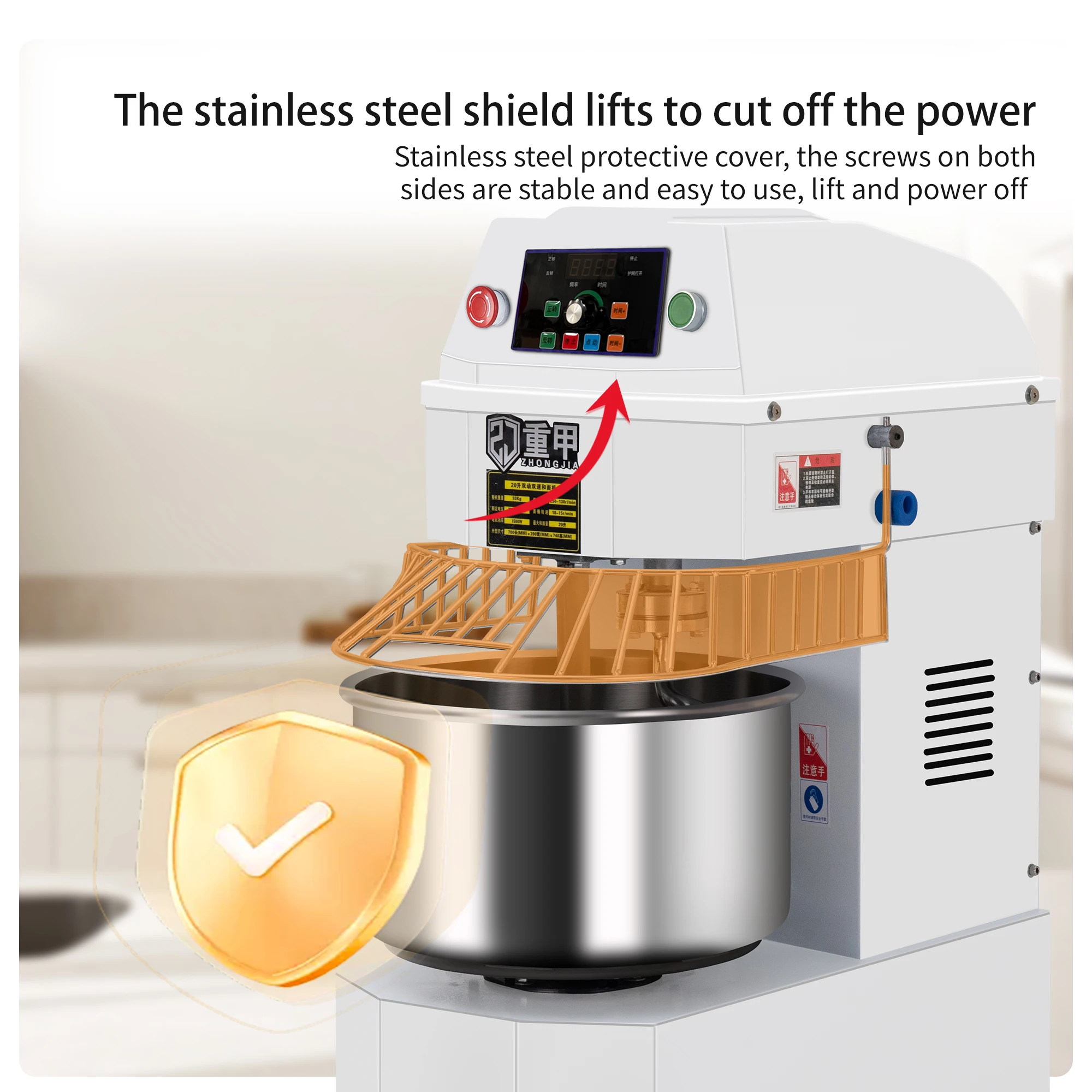 Commercial 60L Spiral Dough Mixer Kneading Machine For Bakery Bread (25kg Capacity)