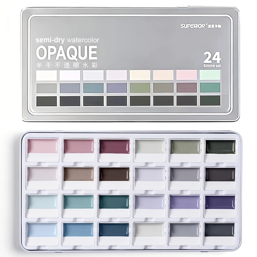 24-color-opaque-semi-moist-grey-color-solid-watercolor-paint-set-art-supplies-for-artists-beginner-painters-amateur-hobbyists