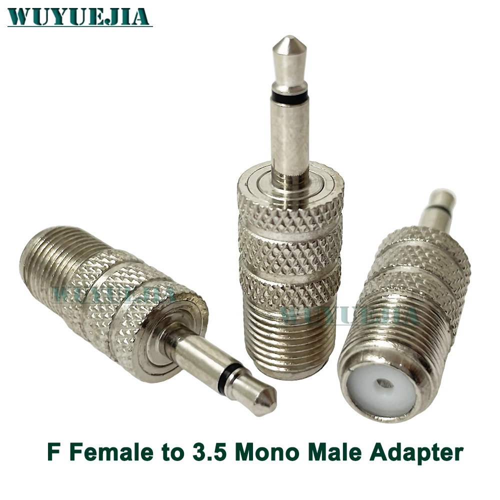 2Pcs/Lot Connector F Female Jack to 3.5mm (1/8-inch) Mono Jack RF Adapter For Audio Video RF Signal Applications Fast Shipping