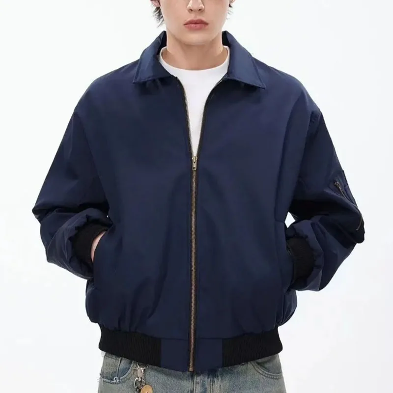 

Весенняя летная куртка в американском стиле ретро, простая куртка с лацканами премиум-класса, весенняя мужская короткая куртка