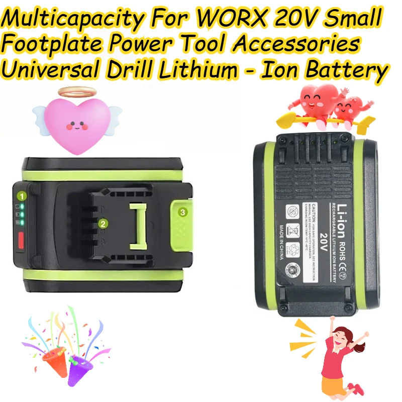 

Multicapacity For WORX 20V Small Footplate Power Tool Accessories Universal Drill Lithium - Ion Battery