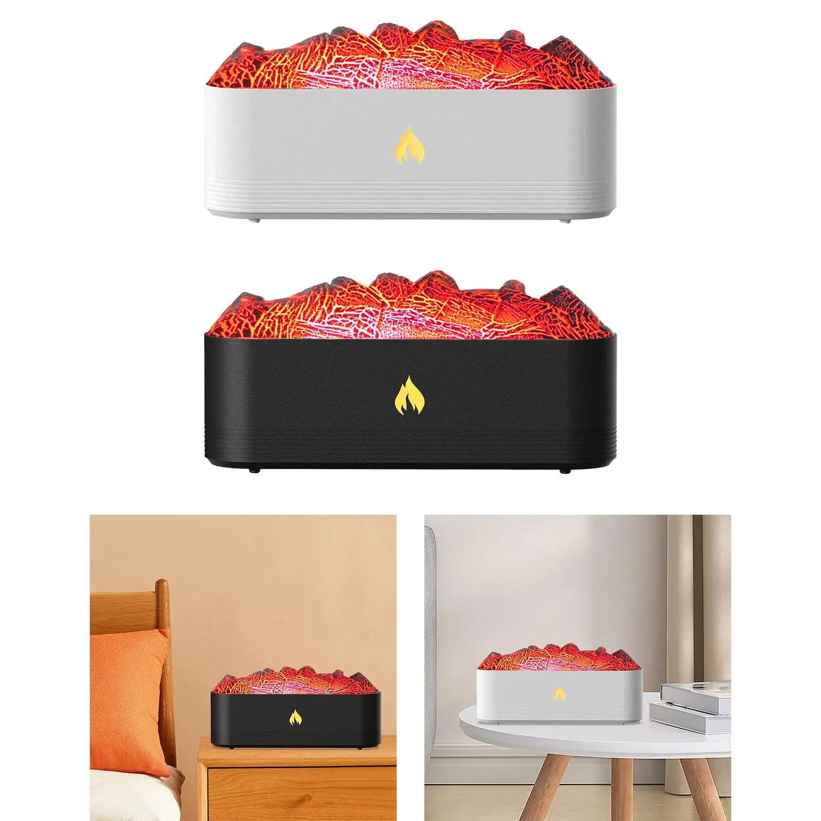 محاكاة لهب الزيت العطري الناشر ، متعددة الأغراض 7 أضواء ملونة ، مرطب النار للمكتب ، سبا ، المنزل ، اليوغا ، غرفة نوم