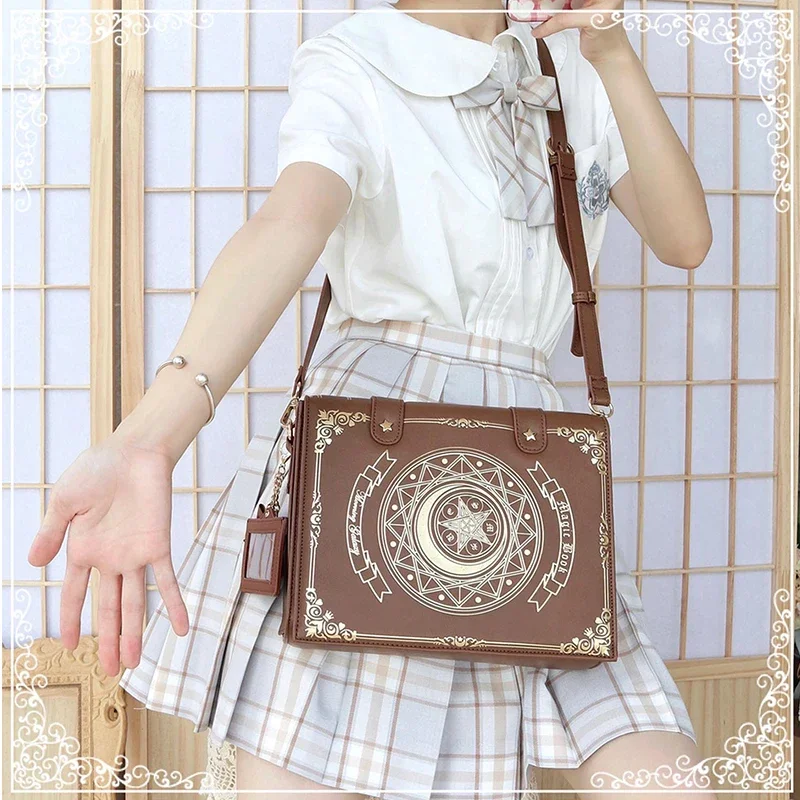 Star Moon Magic Book Lolita Bag studenti diagonale Cross Double Shoulder Girl zaino Leather Flap Bag zainetto borsa da donna