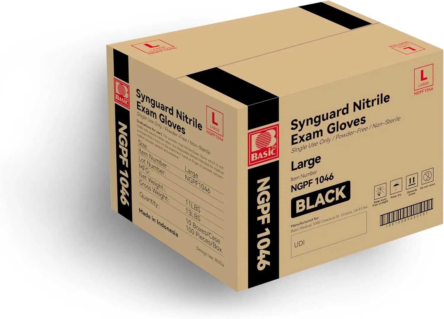 

Большие черные нитриловые смотровые перчатки, без латекса и пудры, упаковка 1000 штук, для медицинского использования