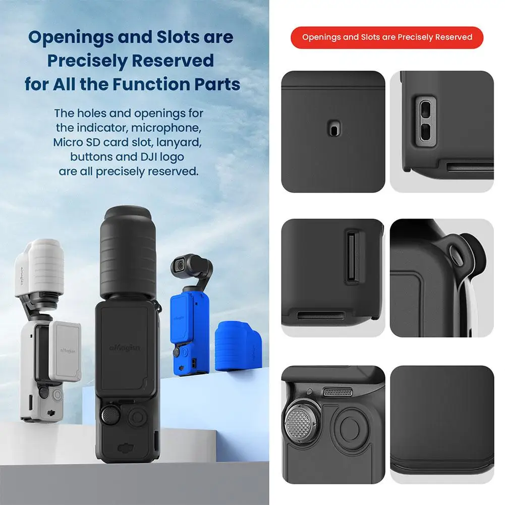 Silicone Protective Case Set For DJI OSMO Pocket 3 Screen Lens Protection Cover with Anti-lost Rope Camera Accessories