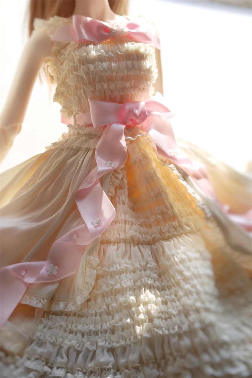 BJD/SD Doll Clothes Dress Toys Elegant Pink Black Blue Long Lace-up 1/3 1/4 Small Slender Waist Gift Doll Accessories (no dolls)