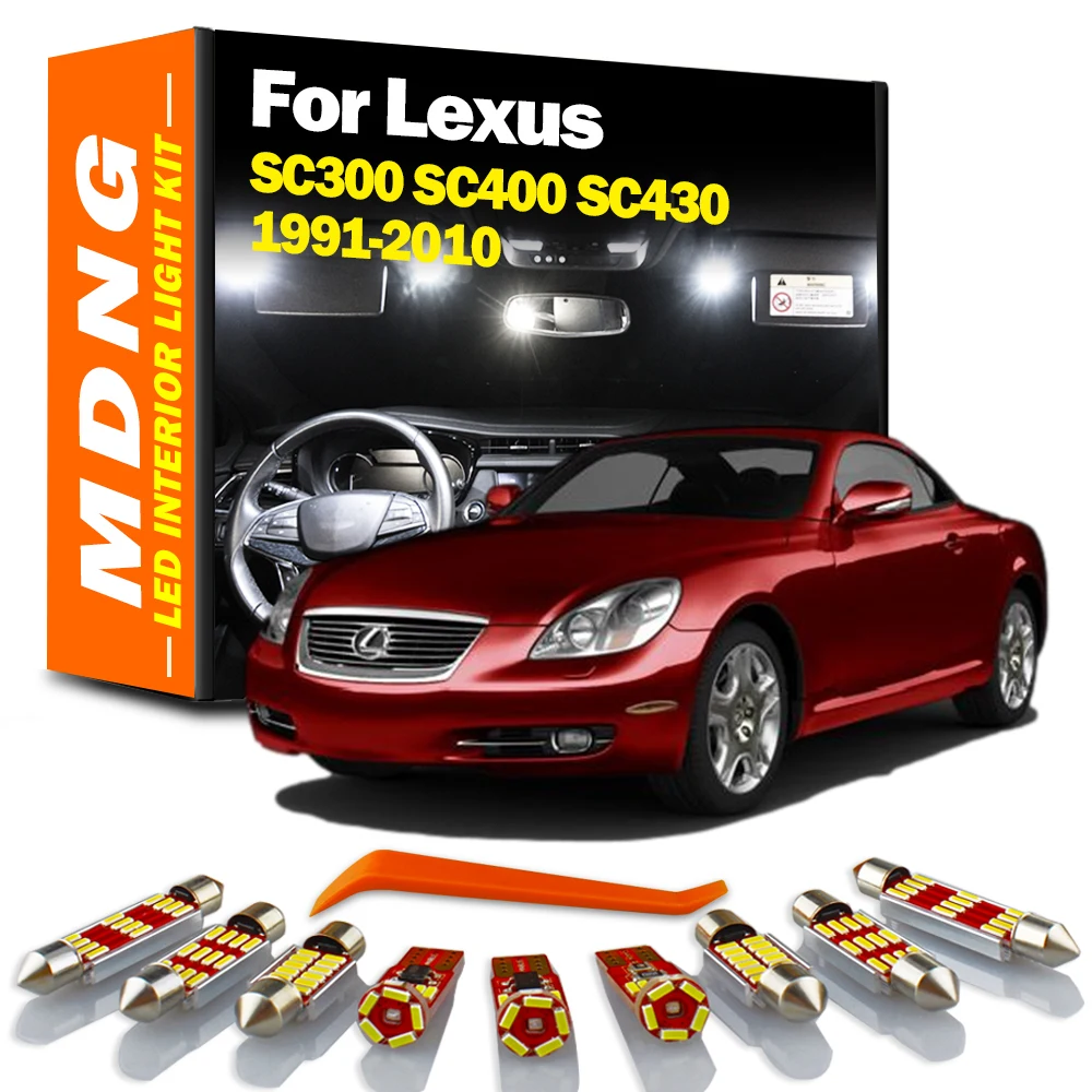 MDNG Canbus No Error For Lexus SC 300 400 430 SC300 SC400 SC430 1991-2010 LED Interior Reading Light Kit Car Number Plate Bulbs