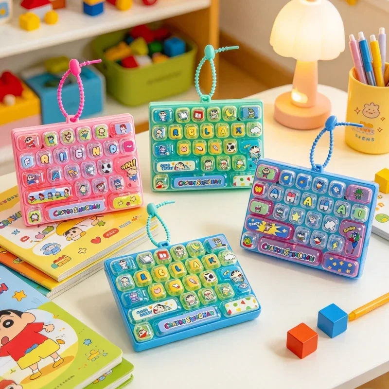 26-key Crayon Shin-chan Keyboard Keychain Stress Relief Toy Student Bag Charm CoupleBag Decoration Keychain Anime Figure Cosplay