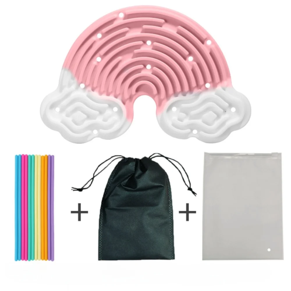 New Silicone Sensory Activity Board 12 Strings Stress Relief Fidget Toy Calming Double-Sided Rainbow Sensory Adults