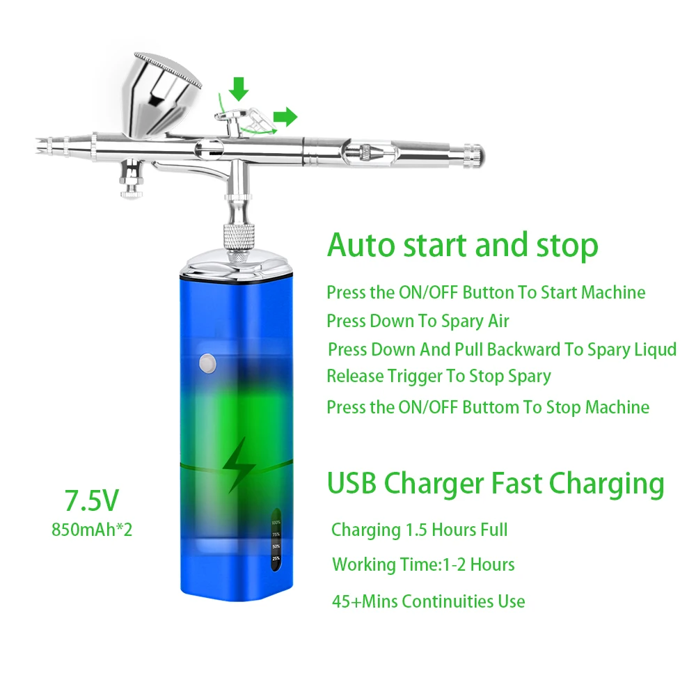 Portable Mini Airbrush Compressor Kit Replace Battery Paint Spray Gun DIY High Pressure Pneumatic For Make Up Nail Cake Car Art