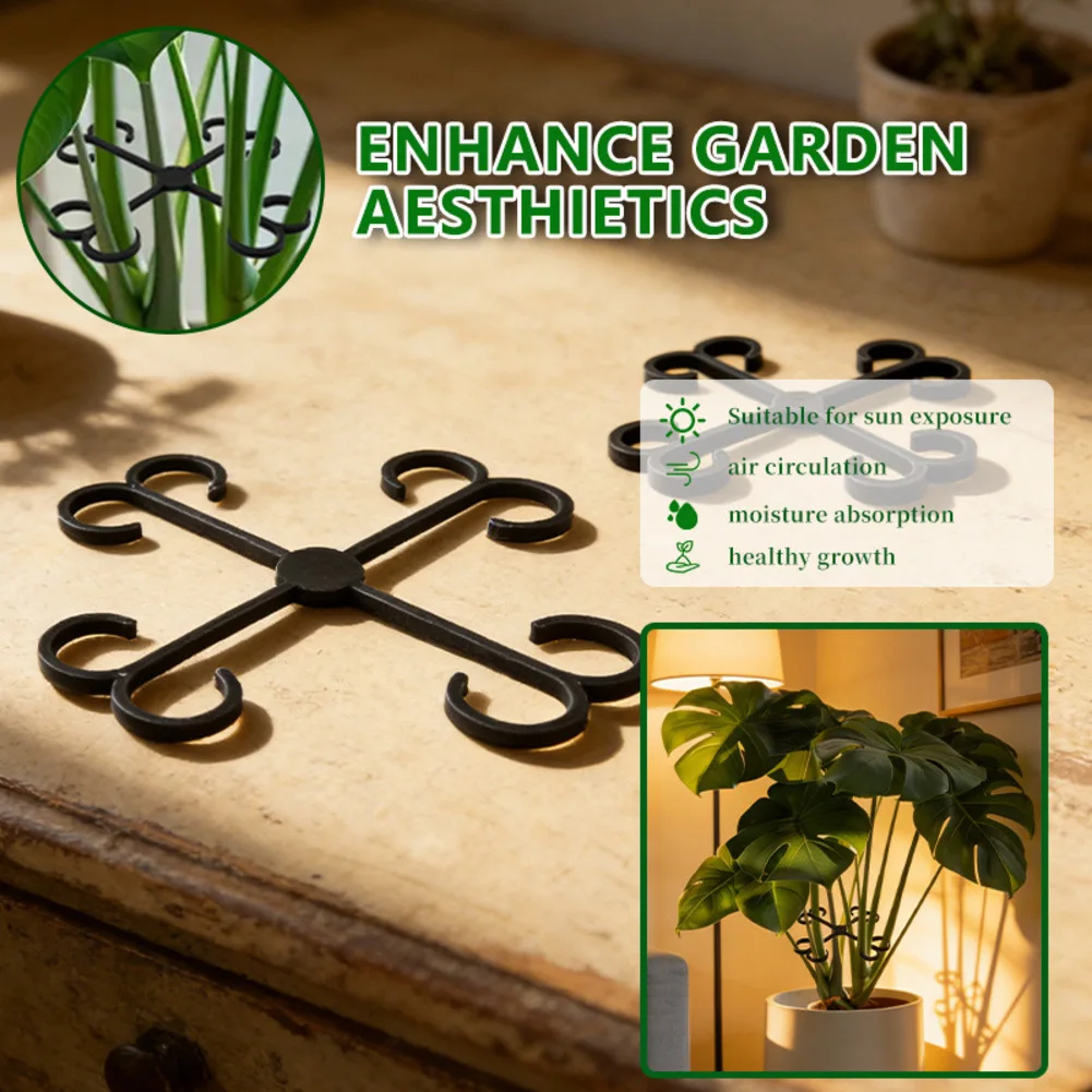 Plant Stem Support Double Hook Plant Gathering Rack Garden Tool For Indoor Plant Plant Support Clips Transparent Green
