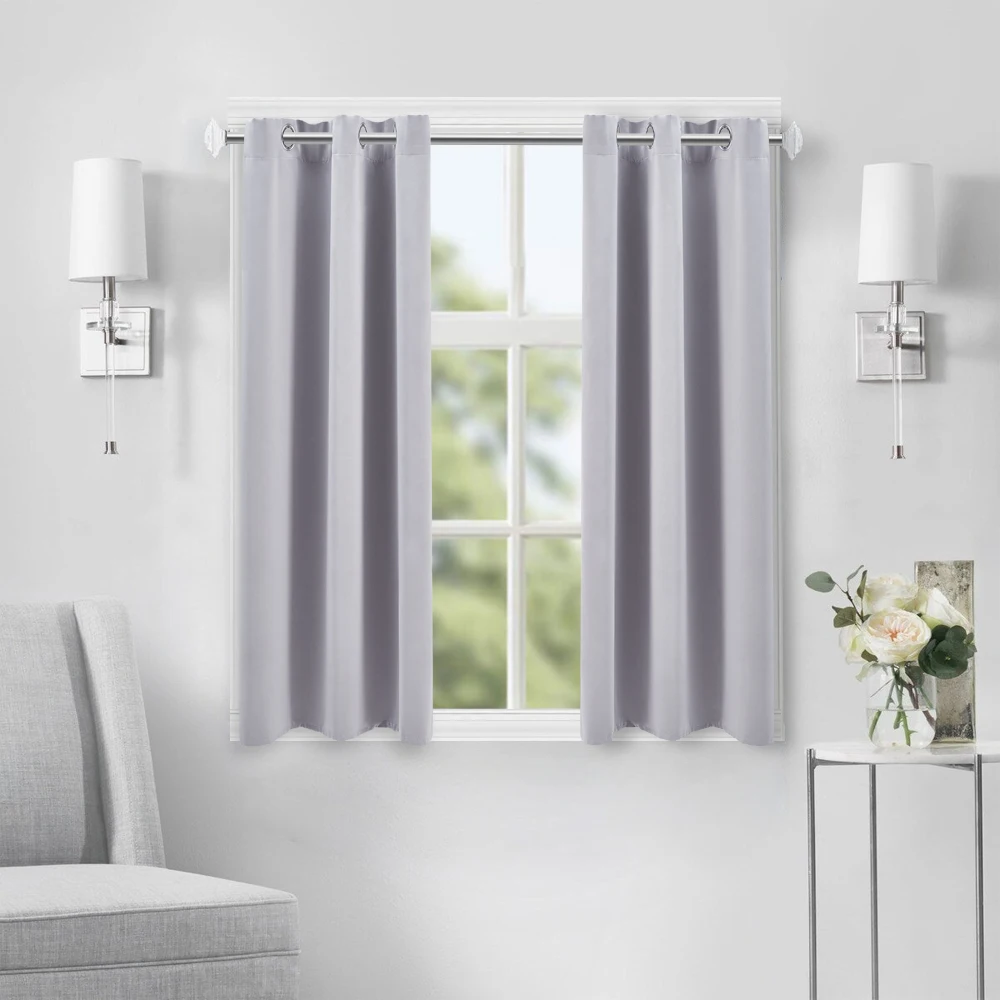 【Lifeideas】Solid Colour Grommet Top Polyester 100% Blackout Curtains Pair Home Decoration Windows Doors